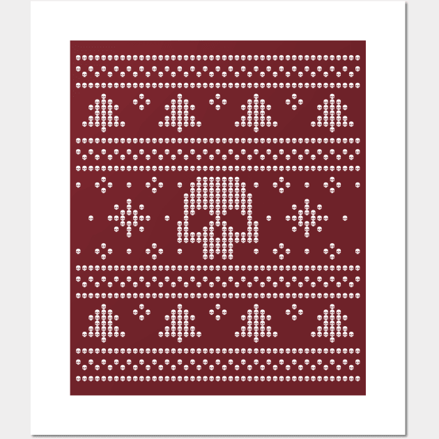 Ugly Christmas Sweater Skulls Pattern Wall Art by rycotokyo81